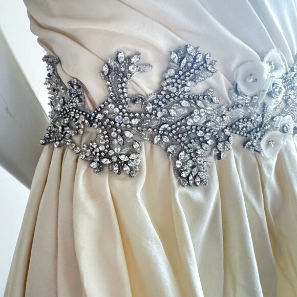 Vintage Jim Hjelm Ivory SILK Strapless Ball Wedding Gown 12 - Picture 2 of 11